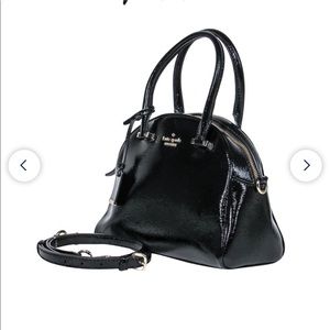 Kate Spade - Black Patent Leather Domed Convertible Crossbody Bag